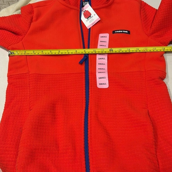 Lands' End - ladies grid Fleece Zip Up Jacket.  Size Small.  NWT. Orange - Picture 13 of 16